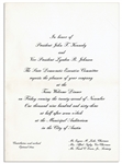 Invitation to the Dinner Welcoming President Kennedy to Texas the Night of His Assassination
