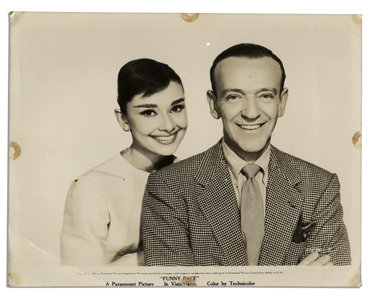 Vintage Photo of Fred Astaire & Audrey Hepburn -- Promoting Their 1957 Musical Film ''Funny Face''