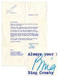 Bing Crosby Typed Letter Signed -- ...Ive heard of this boy and his prowess... -- 1965