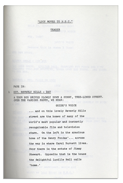 Lucille Ball Personally Owned Script From Her 1979 TV Special -- ''Lucy Moves to NBC''