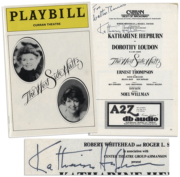 Katharine Hepburn ''West Side Waltz'' Program Signed -- From Her Tony Award-Nominated Performance