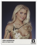 Playboy October 2002 Centerfold Teri Harrison Signed 8 x 10 Photo -- Near Fine