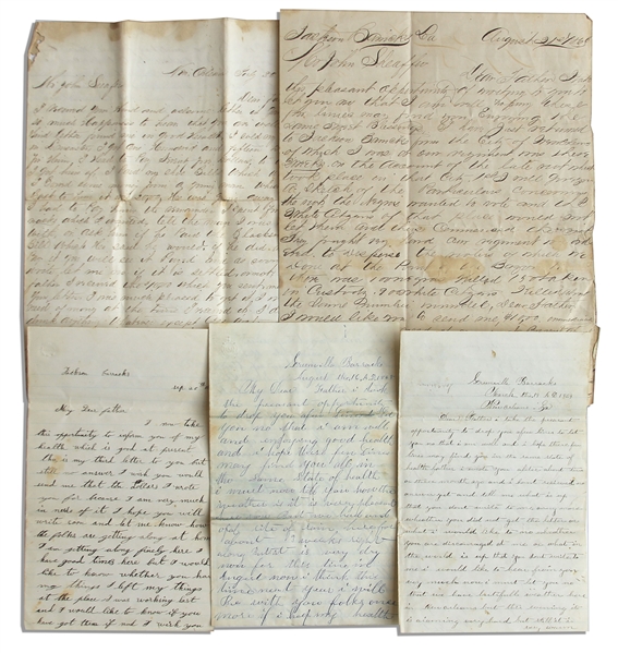Letter Lot by Two Civil War Soldiers -- ''...the rebel cavaliers did brave our pickets...It was about 4,000 men together and it was so still that you can hear a pin fall...''