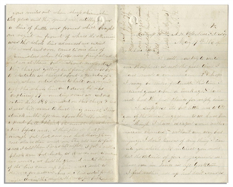 Civil War Letter With Fort Darling Battle Content -- ''...I had one man fall on me...with the back part of his head shove in by a piece of shell...loss is 60 killed wounded & missing...''