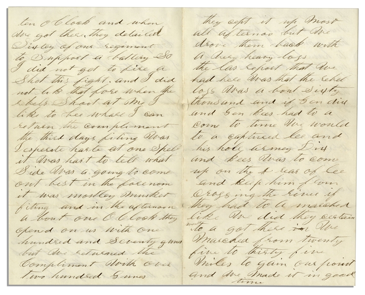 Civil War Letter Right After Gettysburg -- ''...three hard days fiting at Gettysburgh...we drove them back with a very heavy loss...''