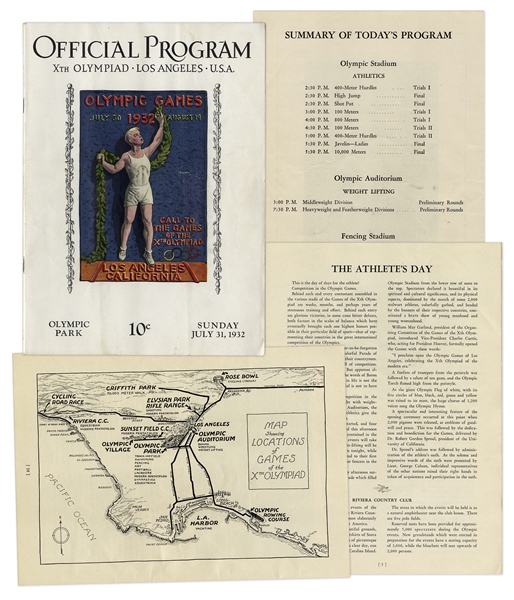 Olympics Program for the 1932 Summer Games in Los Angeles -- Program for 31 July 1932 Events