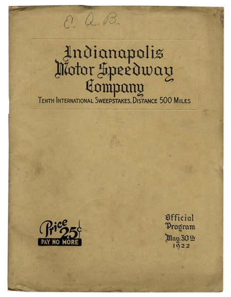 1922 Indy 500 Program