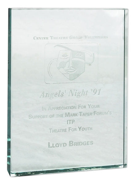 Lloyd Bridges Glass Plaque From Center Theatre Group