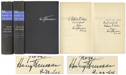 Harry Truman Signed Copy of His Memoirs -- Both Volumes Signed by Truman