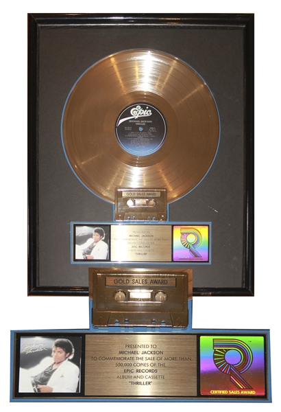 Michael Jacksons Very Own RIAA Gold Record for Thriller -- The Greatest Selling Album of All Time, From the Guernseys 2007 Sale of Michael Jackson Memorabilia