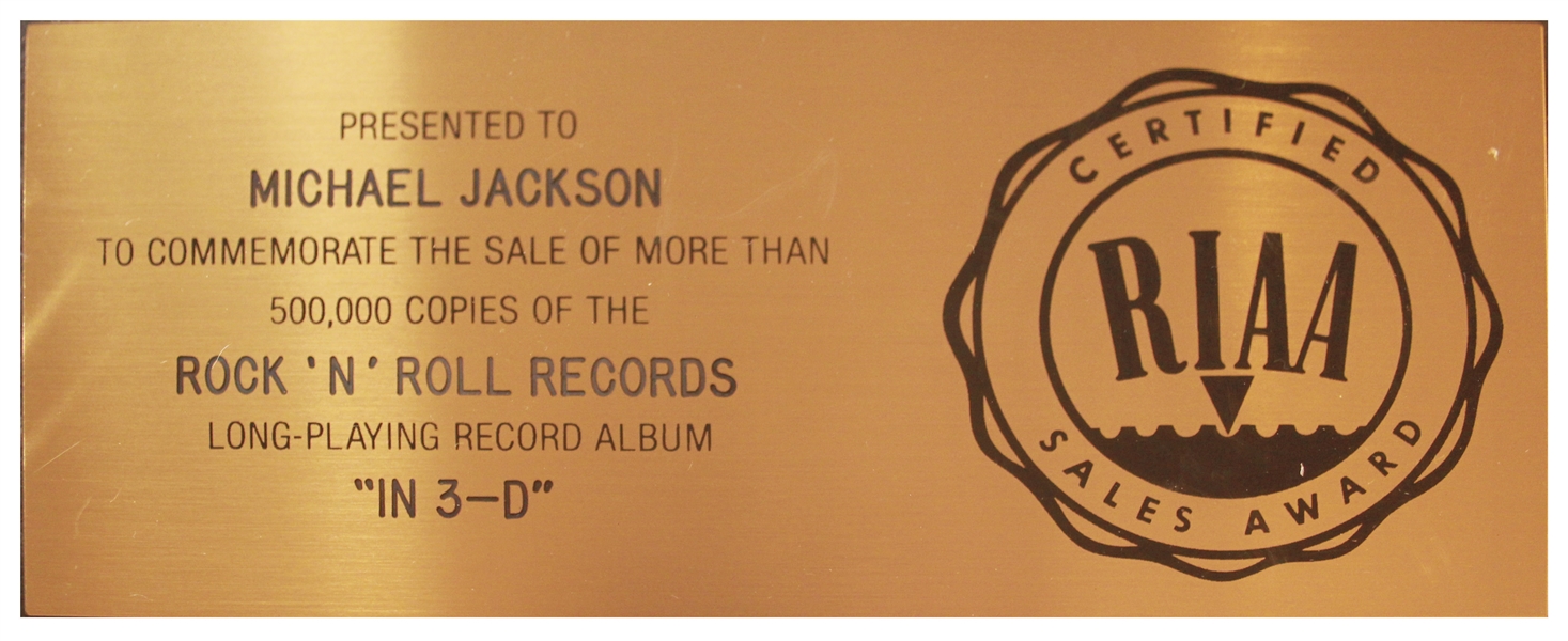 Michael Jackson's Personally Owned RIAA Award for the ''Beat It'' Parody Song, ''Eat It''