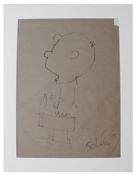 Charles Schulz Hand Drawn Portrait of Charlie Brown From 1955 -- Measures a Very Large 18'' x 24''