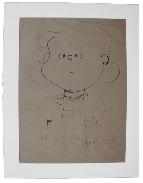 Charles Schulz Hand Drawn Portrait of Lucy From 1955 -- Measures a Very Large 18'' x 24''