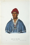 1872 McKenney & Hall Color Print -- Shawnoe Indian Chief Quatawapea