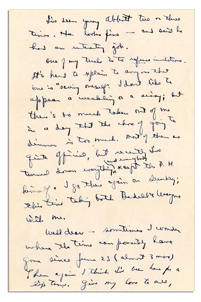 Dwight Eisenhower WWII Autograph Letter Signed -- ''... this war is just one drive for time!...I don't like to appear a weakling or a sissy...''