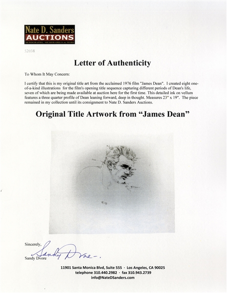 Original Title Artwork From the 1976 Film ''James Dean'' by Legendary Graphic Artist Sandy Dvore