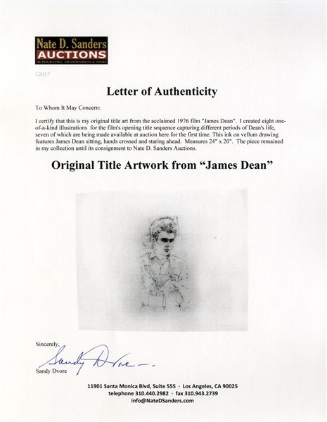 Original Title Artwork From the 1976 Film ''James Dean'' by Legendary Graphic Artist Sandy Dvore