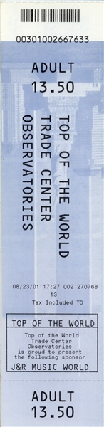 World Trade Center Ticket From 23 August 2001