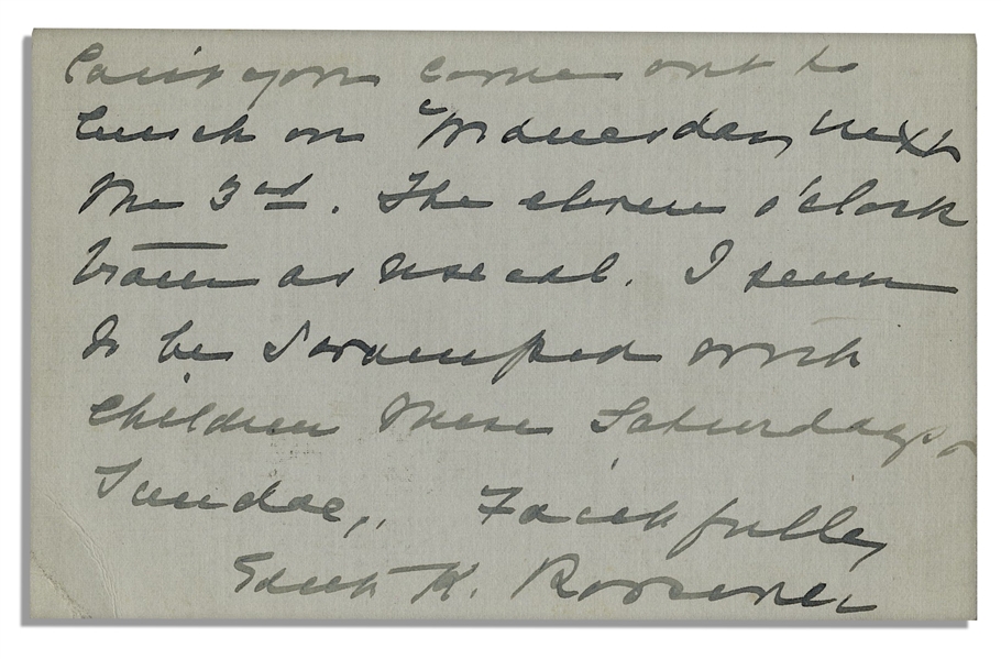 First Lady Edith Roosevelt Autograph Letter Signed
