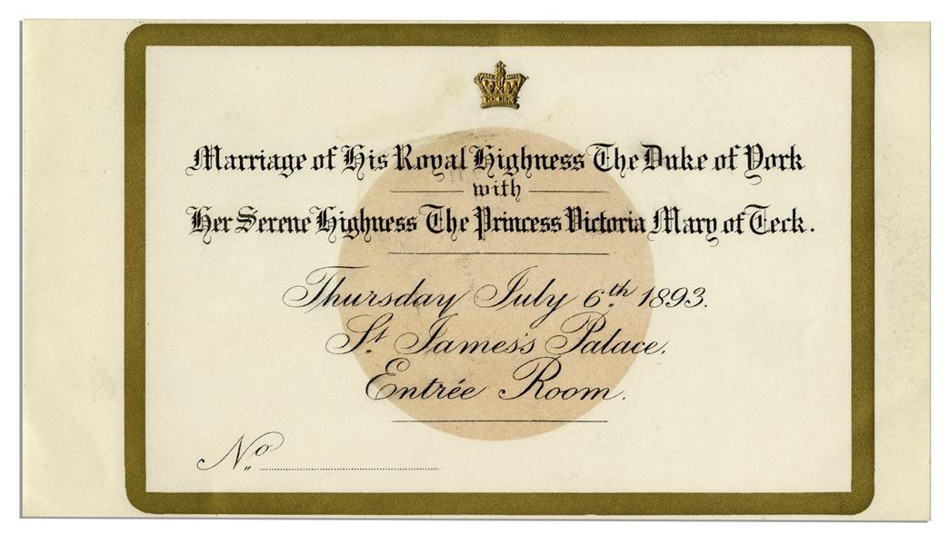 Invitation to the Wedding of King George V & Mary of Teck