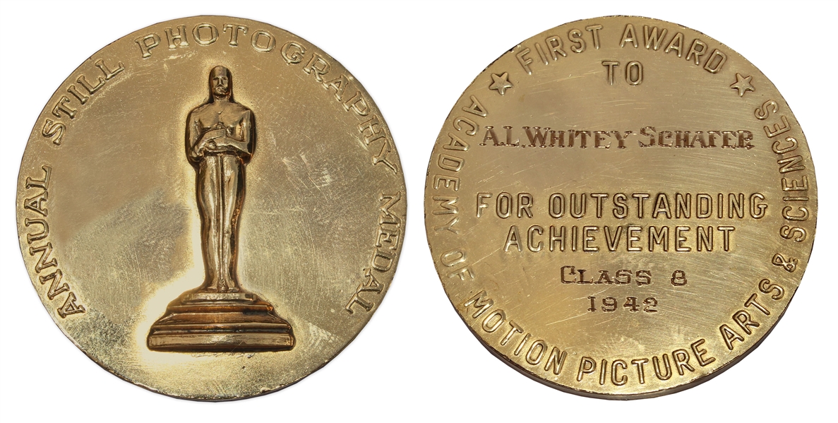 Incredibly Rare Oscar Medal for Still Photography Awarded to A.L. Schafer for 1941-1942