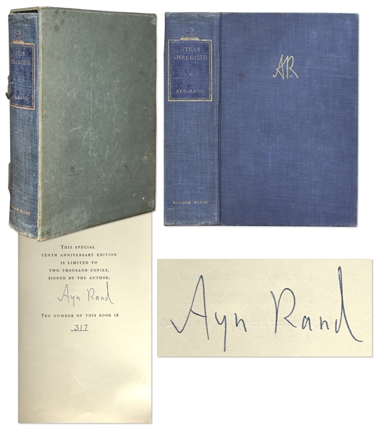 Ayn Rand Signed ''Atlas Shrugged'' -- Her Magnum Opus -- Number 317 in a Special 10th Anniversary Edition Limited to 2,000