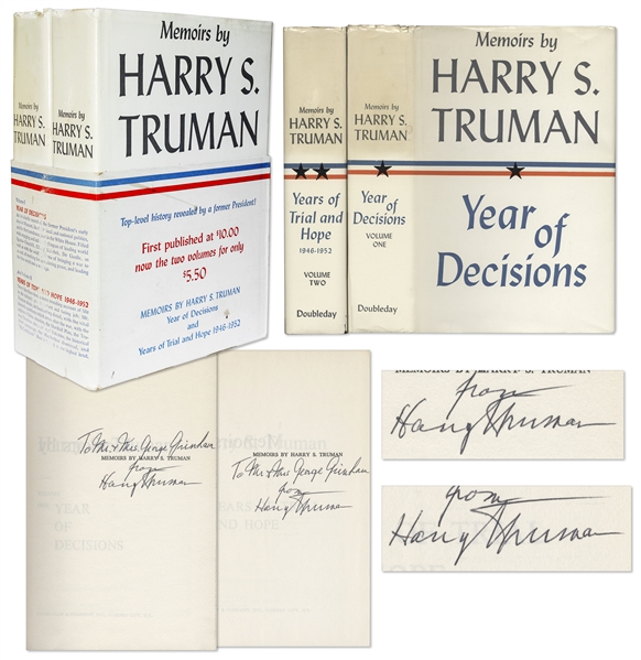 Harry Truman Signed 2 Volume Set of His ''Memoirs'' -- Each Volume Signed in Near Fine Condition
