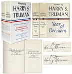 Harry Truman Signed 2 Volume Set of His Memoirs -- Each Volume Signed in Near Fine Condition
