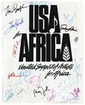 Historic USA for Africa Poster Signed by 18 Musical Artists From the 1985 Charity Single We Are The World -- Including Michael Jackson & Billy Joel -- With Epperson COA
