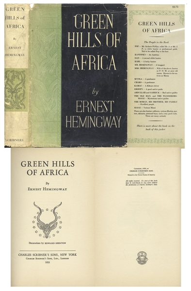 Ernest Hemingway First Edition, First Printing of ''Green Hills of Africa'' -- With Unclipped Dust Jacket