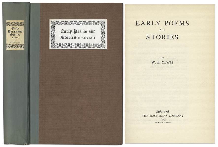 W.B. Yeats Signed Limited Edition of ''Early Poems and Stories''