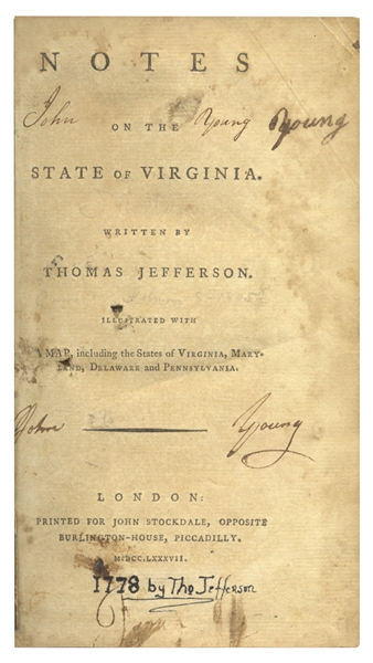 Thomas Jefferson's 1st U.K. Edition of ''Notes on the State of Virginia'' -- From 1787