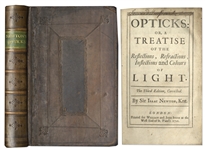 Isaac Newton 1721 Edition of His Highly Influential Opticks -- The Last Edition Published in Newtons Lifetime