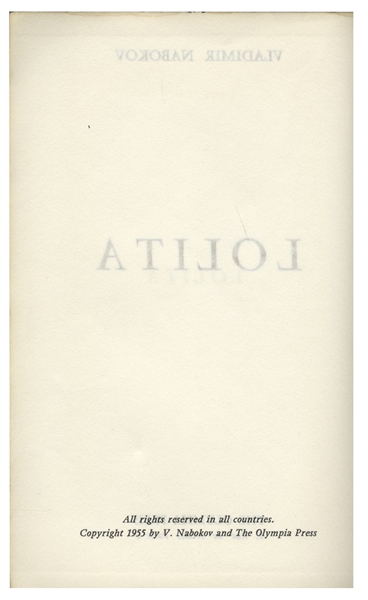 First Edition, First Printing of ''Lolita'' by Vladimir Nobokov