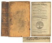 Extremely Rare John Hancock Signed Book, From His Library -- One of Only a Handful of Signed Books From Hancocks Library Sold at Auction
