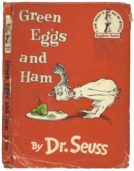 First edition of Dr. Seuss' ''Green Eggs and Ham'' in Unclipped Dust Jacket