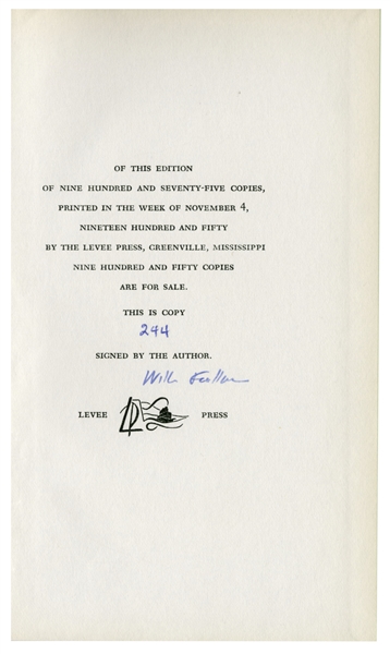 William Faulkner Signed First Edition of ''Notes on a Horse Thief''