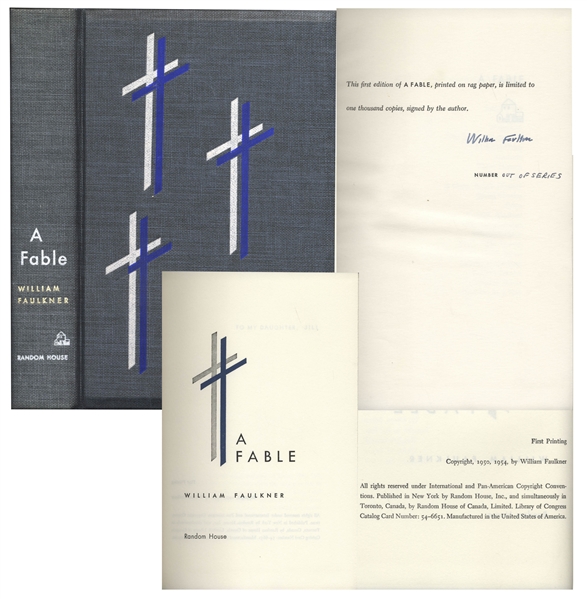 William Faulkner Signed First Edition of ''A Fable'' -- In Original Acetate Wraps & Slipcase