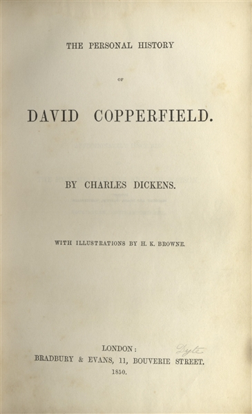 ''David Copperfield'' First Edition, First Printing by Charles Dickens