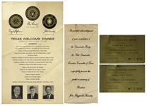 Lot of Items From the Texas Welcome Dinner That President John F. Kennedy Was to Attend the Night of His Assassination