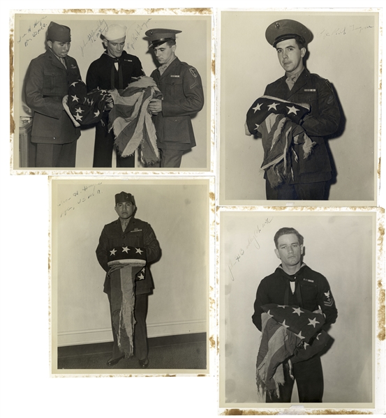 Iwo Jima Memorabilia Lot of Four 8'' x 10'' Signed Photos of the Iwo Jima Flag Raisers, John Bradley, Rene Gagnon & Ira Hayes -- From John Bradley's Estate