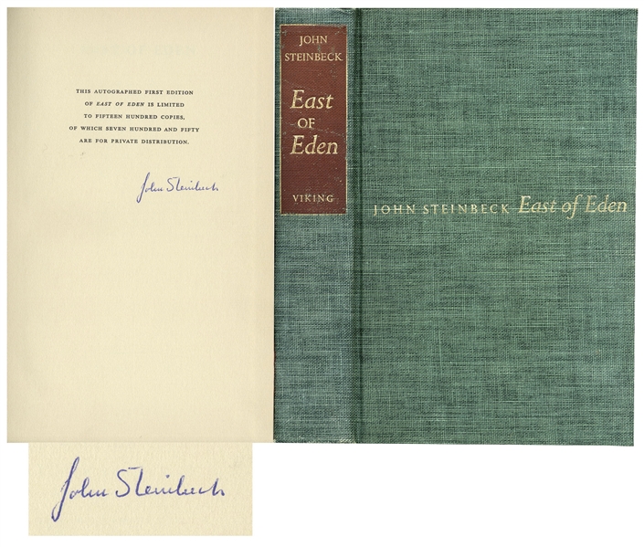 John Steinbeck Signed ''East of Eden'' First Edition in Original Slipcase