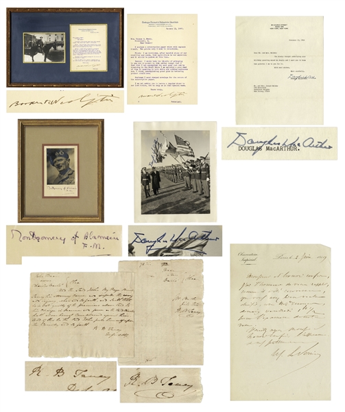 Lot of Signed Photos & Documents by Booker T. Washington, Douglas MacArthur, Bernard Montgomery, Roger Taney & Astronomer Urbaine Le Verrier