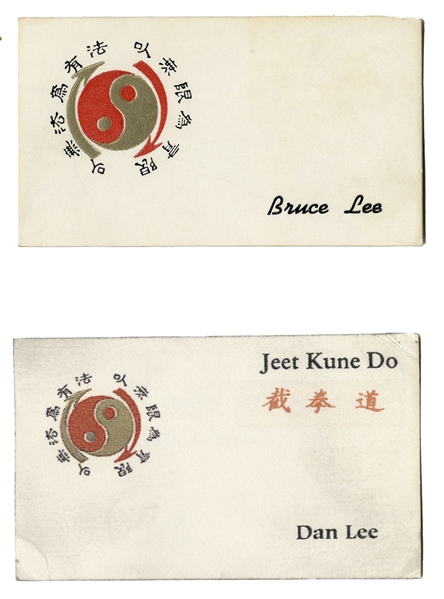 Bruce Lee's Jeet Kune Do Business Card -- Also With Business Card of Bruce's First Student Dan Lee
