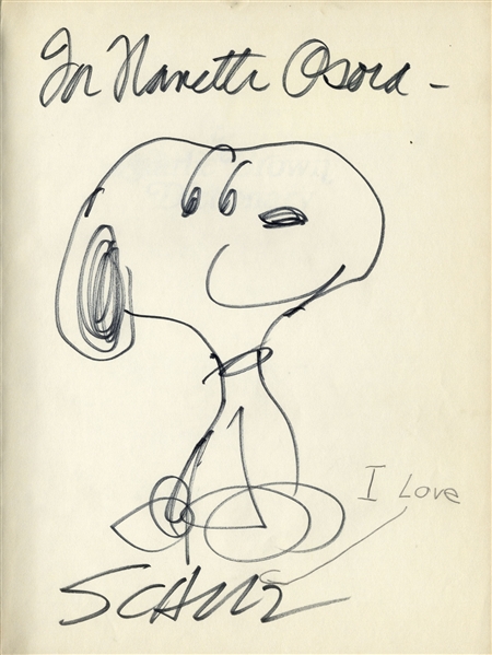 Large Sketch of Snoopy by Charles Schulz -- Measures 5.5'' x 8''