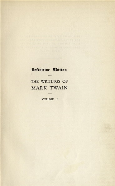 Mark Twain Signed ''The Works of Mark Twain'' -- Signed Both ''S.L. Clemens / Mark Twain'' in the First Volume