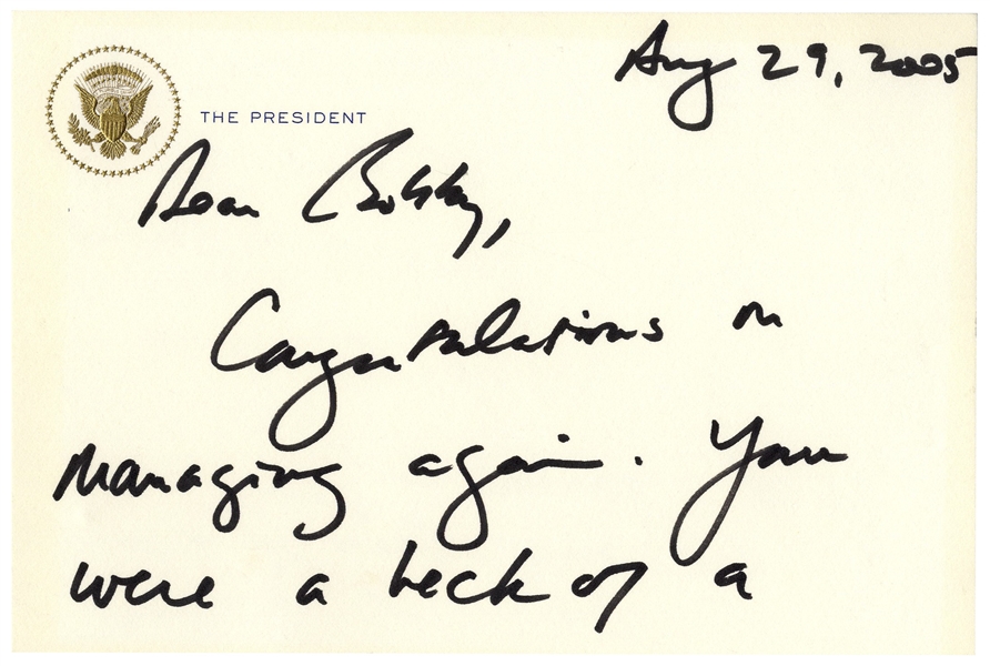 George W. Bush Autograph Letter Signed as President -- ''...I bet you still are a live one...''