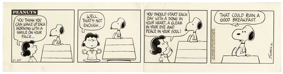 Charles Schulz Hand-Drawn Peanuts Comic Strip From 1971 Featuring Snoopy & Lucy