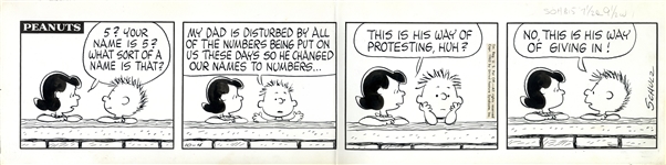 Charles Schulz Hand-Drawn Comic Strip From October 1963 -- The First Appearance of Character 555 95472, Schulzs Tongue-in-Cheek Protestation of Zip Codes & 7 Digit Phone #s