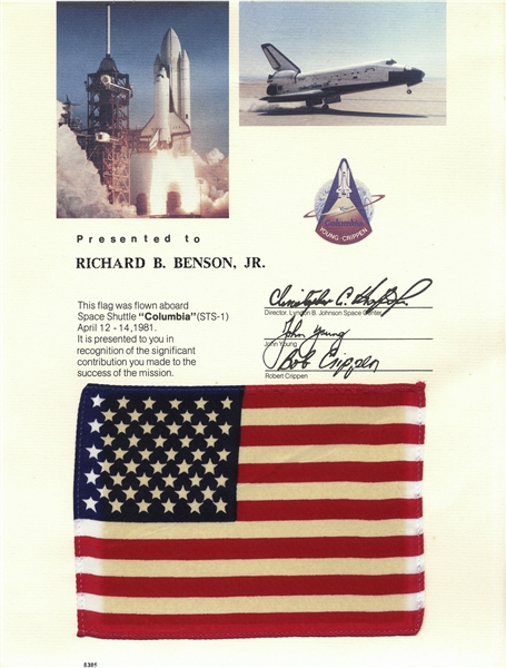 Space-Flown U.S. Flag From the Columbia STS-1 Mission